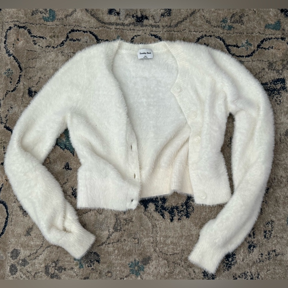 Sunday Best Cream Fuzzy Cardigan